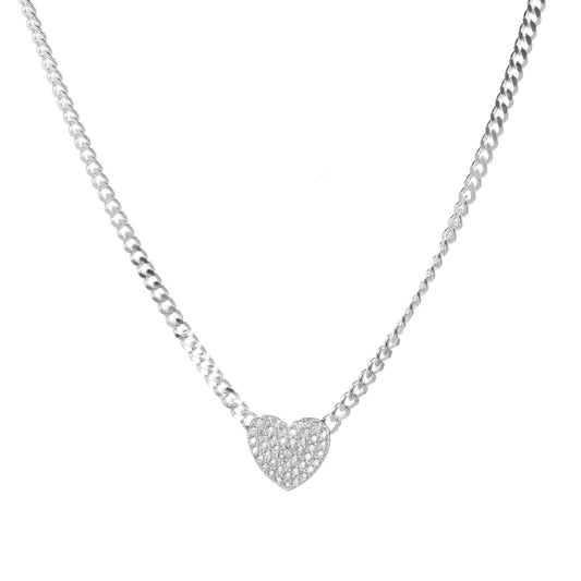 Collar de Plata - Grumet con Corazón de Circones