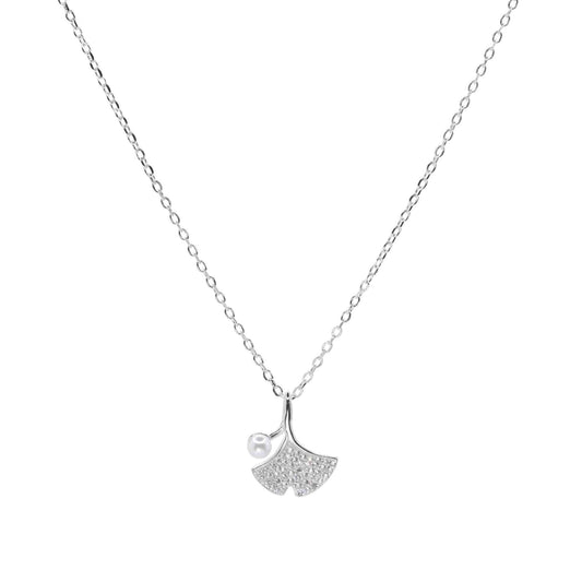 Collar de Plata - Hoja de Circones y Perla