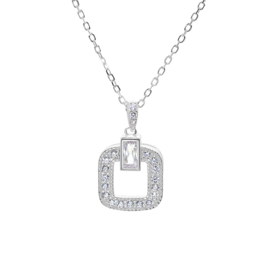 Collar de Plata - Marco con Aplicación de Circones
