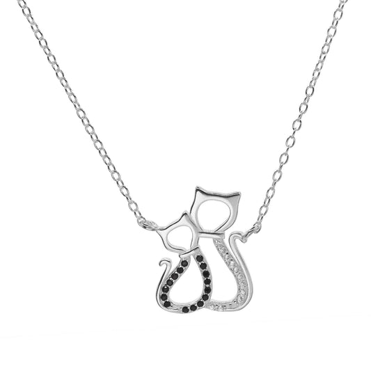 Collar de Plata - Pareja de Gatos con Circones
