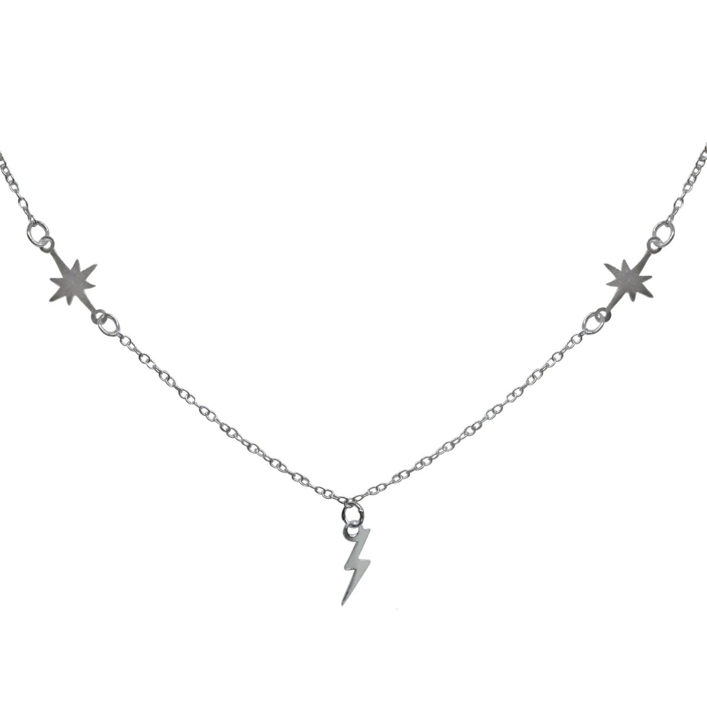 Collar de Plata - Rayo y Estrellas
