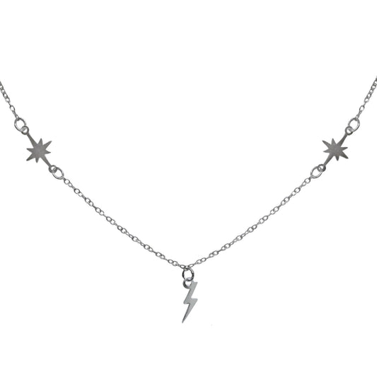 Collar de Plata - Rayo y Estrellas
