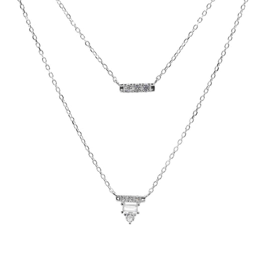Collar de Plata Doble con Mini Varita Y - Triangular de Circones