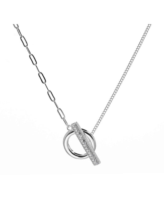 Collar de Plata Doble - Eslabón con Broche ancla y Varita de Circones