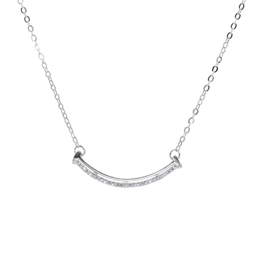 Collar de Plata Doble Varita Curva Lisa y con Circones