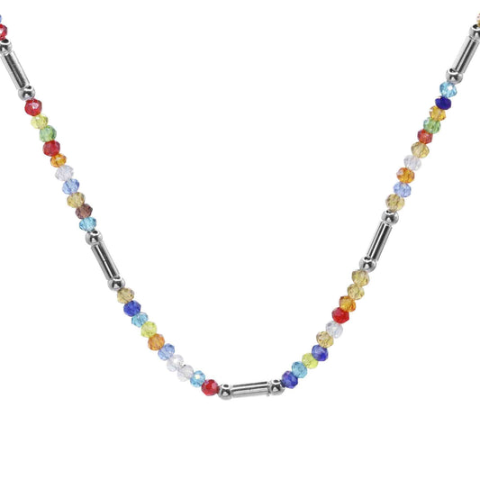 Collar de Plata Esferas Lisas con Varitas y Piedras Ágata