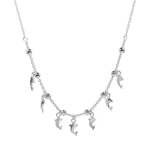 Collar de Plata Esferas y Delfines