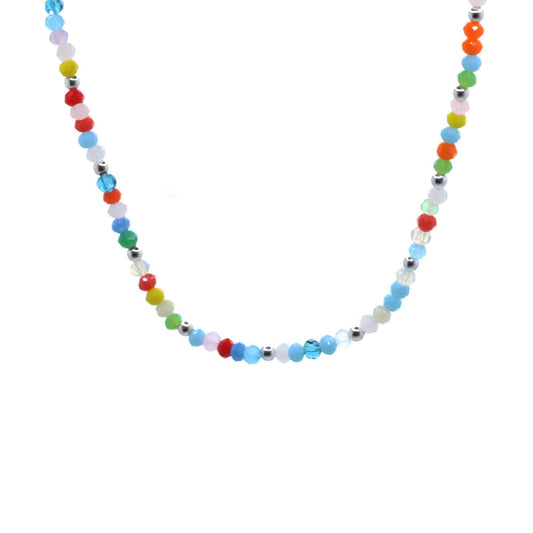 Collar de Plata Esferas y Piedras Ágata Arcoíris