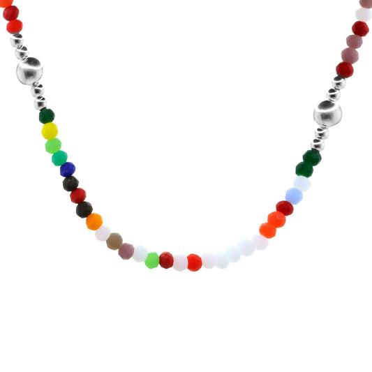 Collar de Plata Esferas y Piedras Ágata Colores