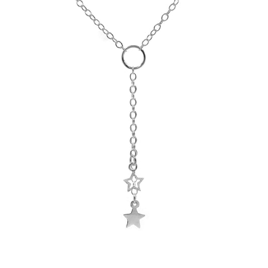 Collar de Plata - en Y con Doble Estrella Choker