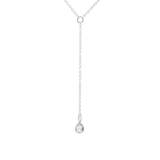 Collar de Plata - en Y con Gota de Circón