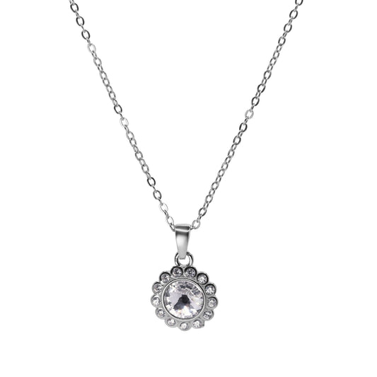 Collar de Plata - Flor con Cristal Swarovski Elements