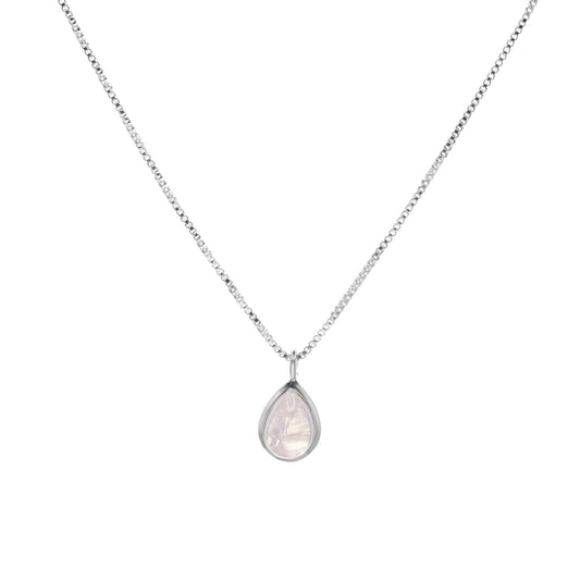 Collar de Plata - Gota con Piedra Luna 45 cm