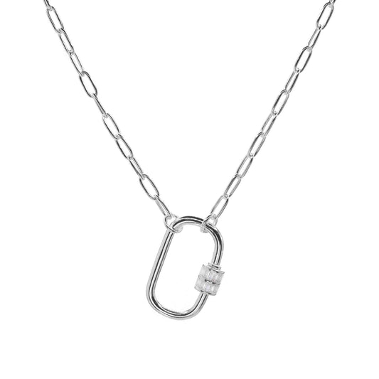 Collar de Plata - Gran Eslabón con Pasador de Circones