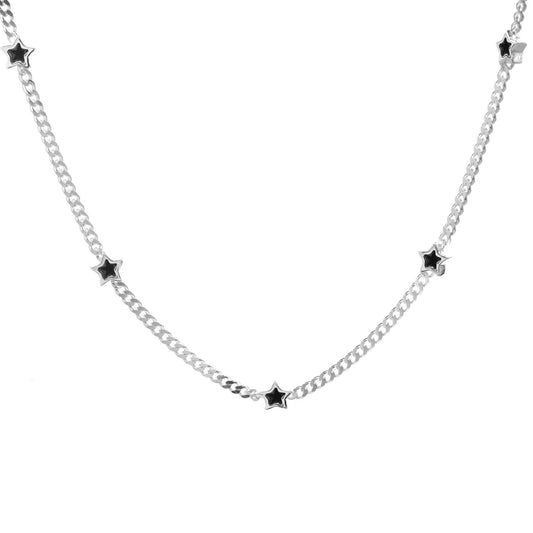 Collar de Plata - Groumet con Estrellas de Circones Negros