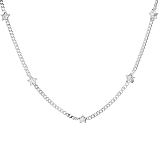 Collar de Plata - Groumet con Estrellas de Circones