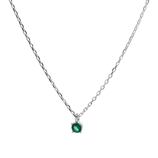 Collar de Plata - Punto de Luz con Circón Esmeralda