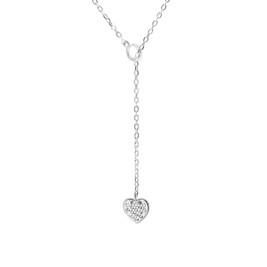 Collar de Plata - Y Ajustable con Punta Corazón con Pequeños Circones