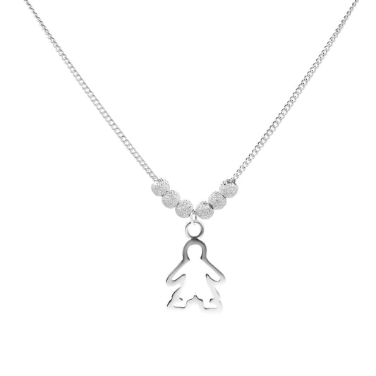 Collar de Plata Figura con Esferas Satinadas