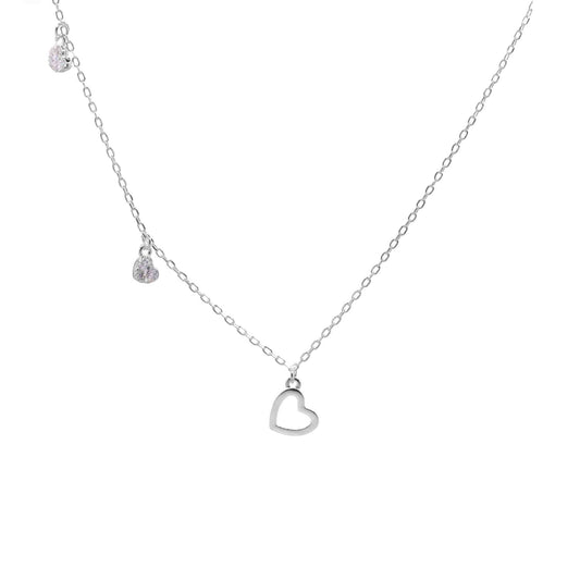 Collar de Plata Figura Corazón con Colgantes con Circones