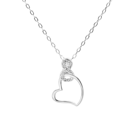 Collar de Plata Figura Corazón y Valier Infinito con Circones