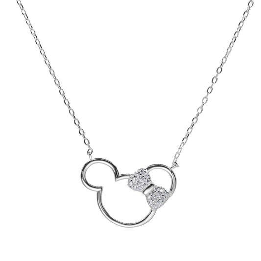 Collar de Plata Figura Minnie Mouse con Circones