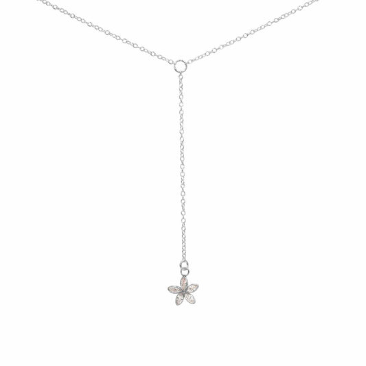 Collar de Plata Flor Circón Colgante
