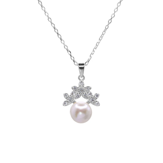 Collar de Plata Flores de Circones y Perla
