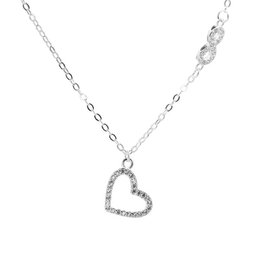 Collar de Plata Infinito y Colgante Corazón con Circones