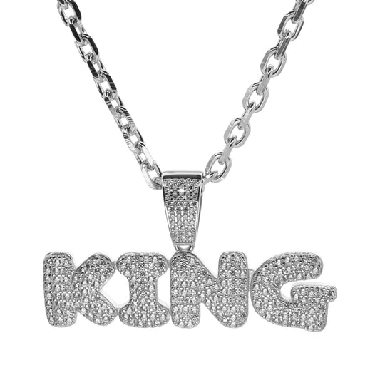 Collar de Plata Medallón KING con Circones