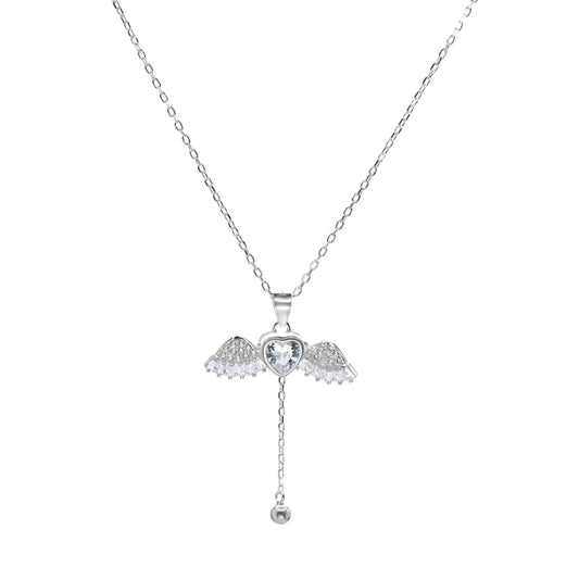 Collar de Plata - Alado Corazón Circón