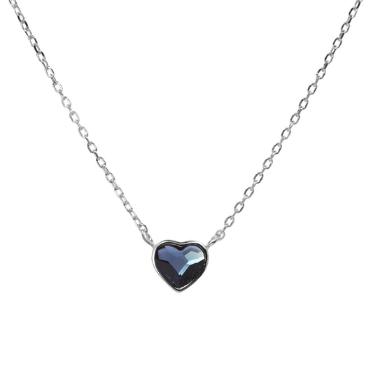 Collar de Plata - Corazón de Cristal Azul Swarovski Elements