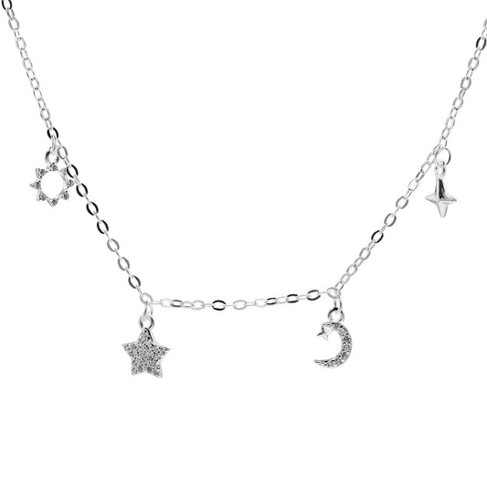 Collar de Plata - Estrellado y Lunar con Circones