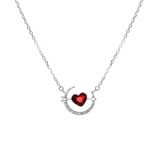Collar de Plata - Flechazo Corazón Rubí