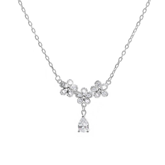 Collar de Plata - Flores y Gota de Circones