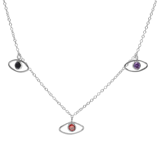 Collar de Plata - Iris con Circones de Colores