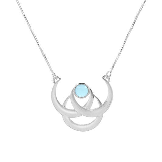 Collar de Plata - Lunar con Piedra Calcedonia
