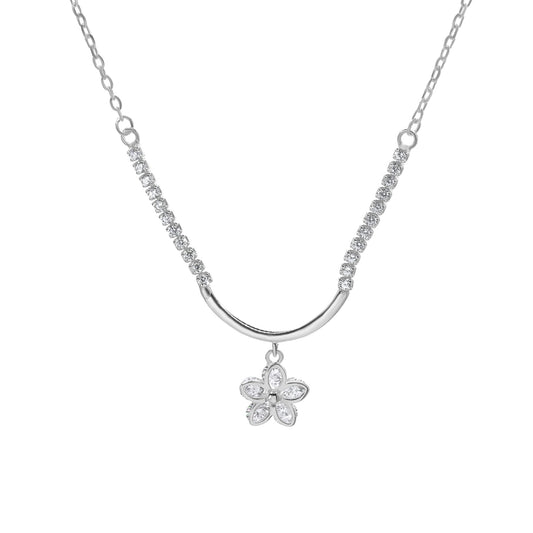 Collar de Plata - Mixto Circones y Varita Curva con Flor