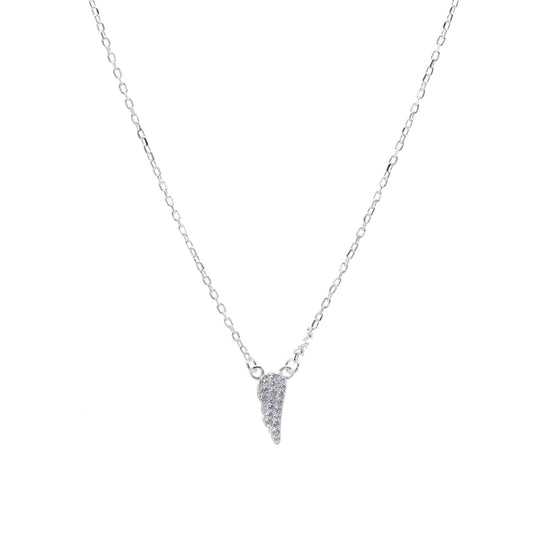 Collar de Plata Pequeña Ala con Circones