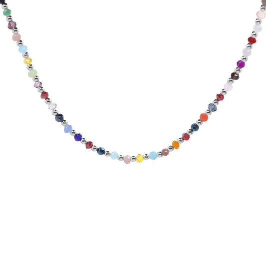 Collar de Plata Piedras Ágatas con Esferas Lisas