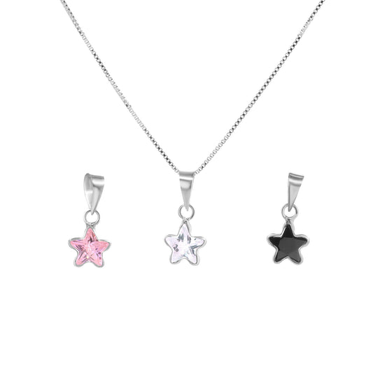 Collar de Plata Punto de Luz Estrella con Colgantes Alternativos