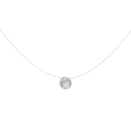 Collar de Plata Punto de Luz Invisible Nylon Circón 6 mm
