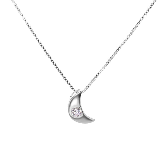 Collar de Plata Punto de Luz Media Luna con Circón 45 cm