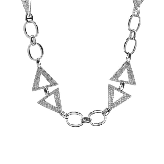 Collar de Plata Triángulos de Circones con Argollas Lisas
