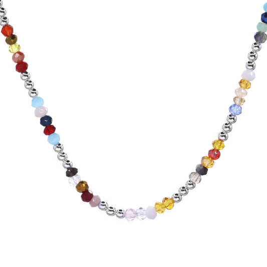 Collar de Plata Trio de Esferas Lisas y Piedras Ágata