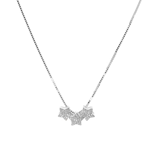 Collar de Plata Trío de Estrellas con Circones