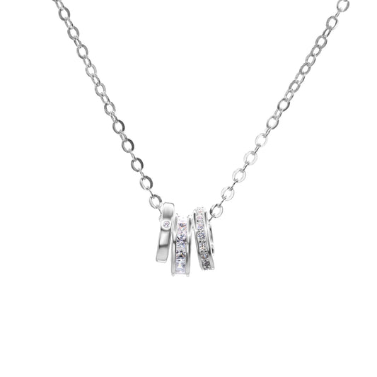 Collar de Plata Triple Anillos con Circones
