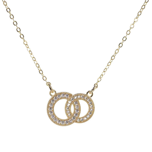 Collar Enchapado en Oro Argollas Cruzadas con Circones