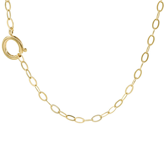 Collar Enchapado en Oro Broche Timón con Eslabones Ovalados