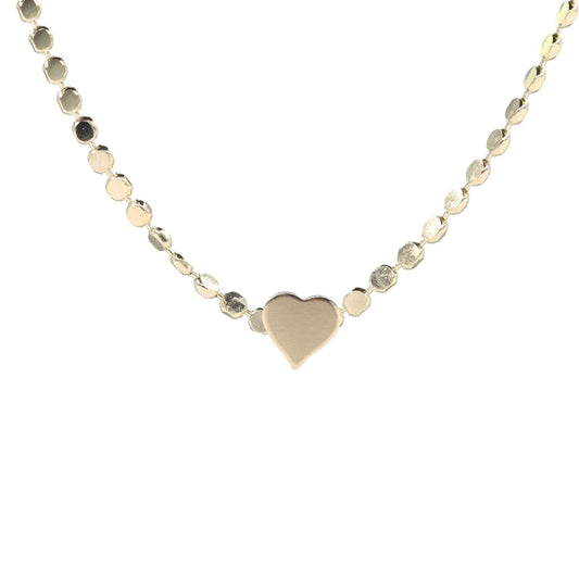 Collar Enchapado en Oro Cadena Puntos Corazón